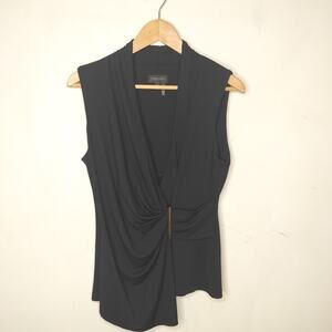 Donna Karan New York Wrap Top Buckle Draped Sleeveless